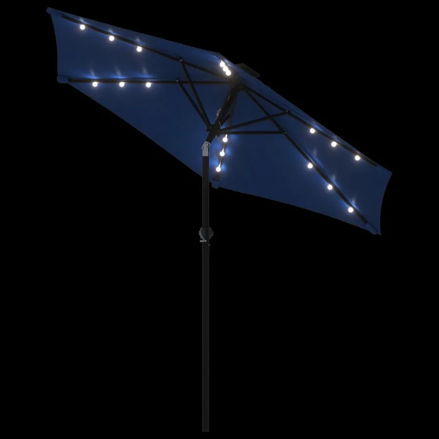 Parasol de jardin LED mât en acier bleu azuré 225x225x212 cm - 8