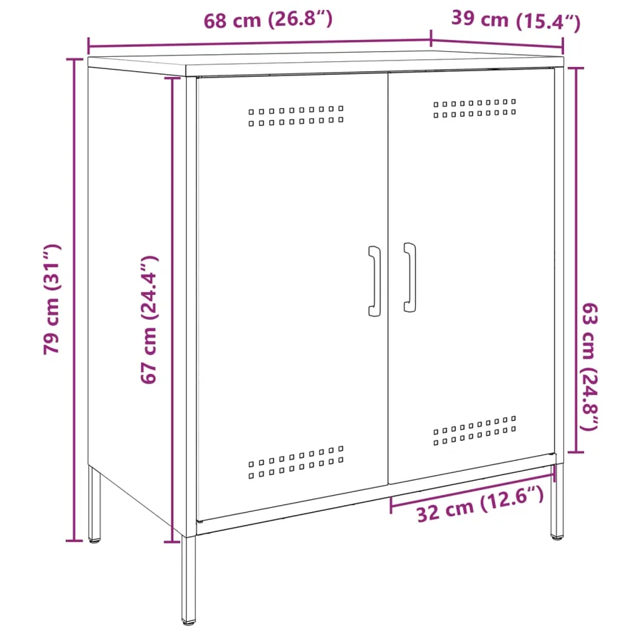 Buffet blanc 68x39x79 cm acier - 13