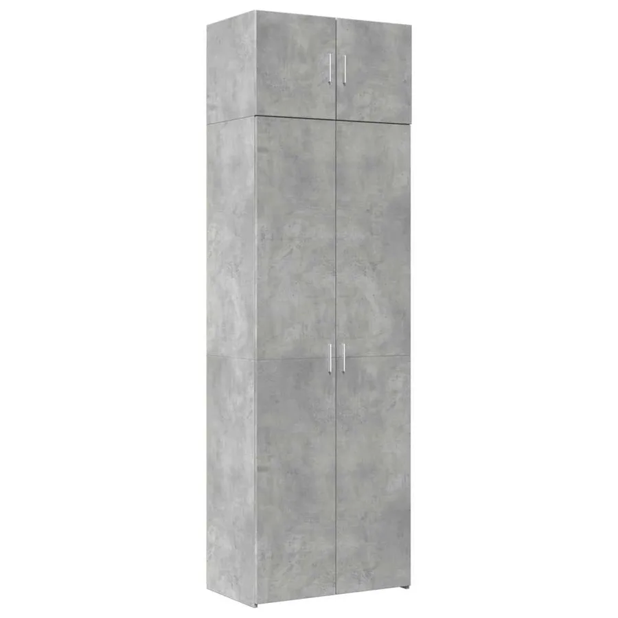 Armoire de rangement gris béton 70x42,5x225cm bois d'ingénierie - 2