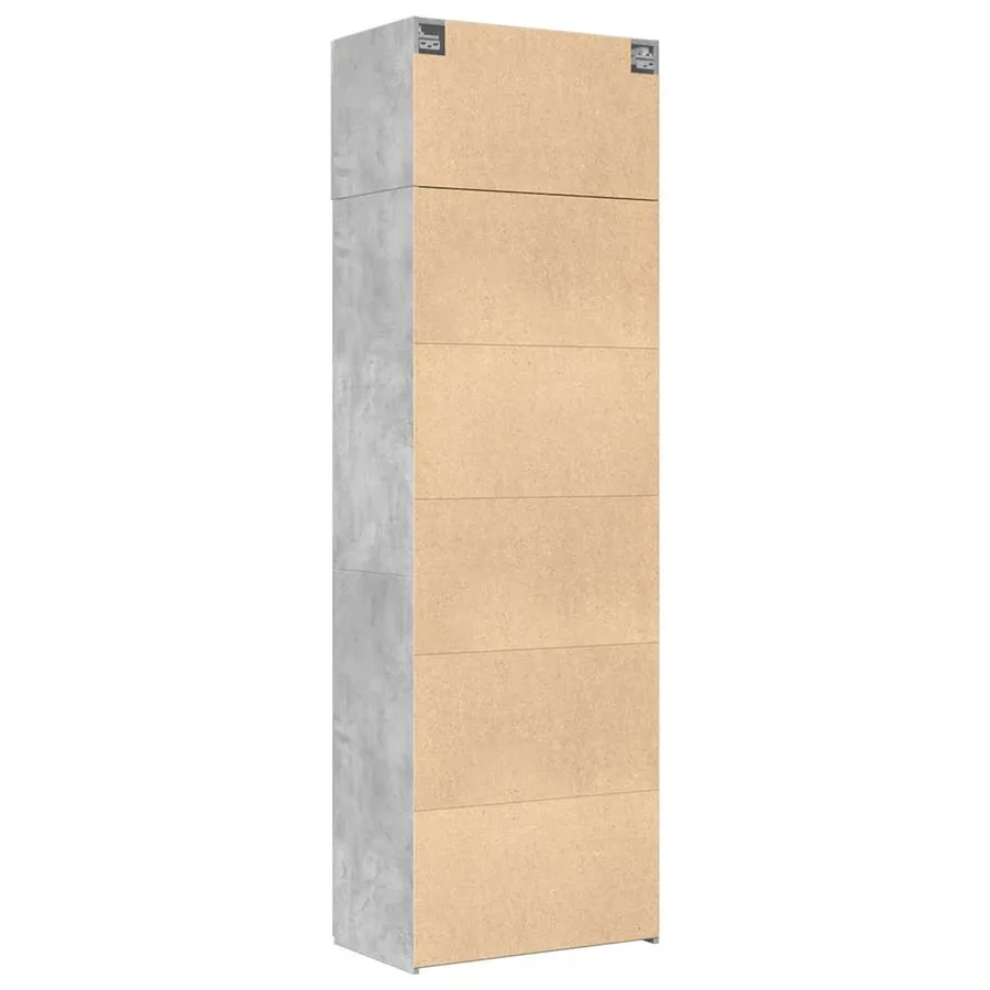 Armoire de rangement gris béton 70x42,5x225cm bois d'ingénierie - 8