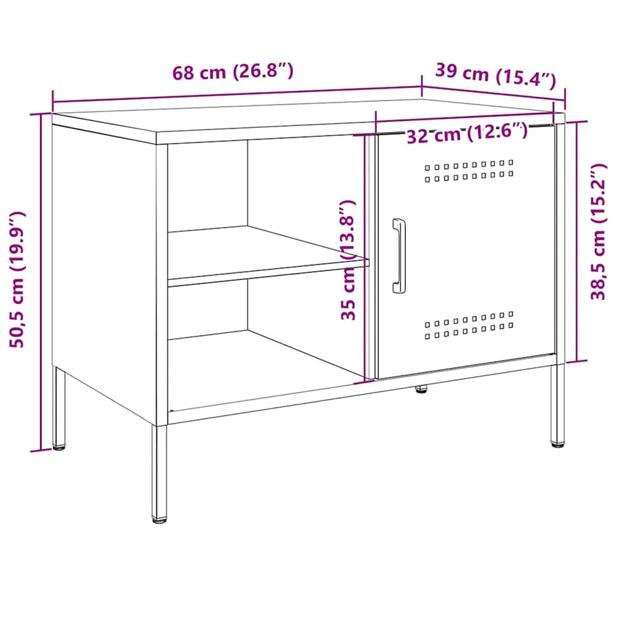 Meubles TV 2 pcs rose 68x39x50,5 cm acier - 16