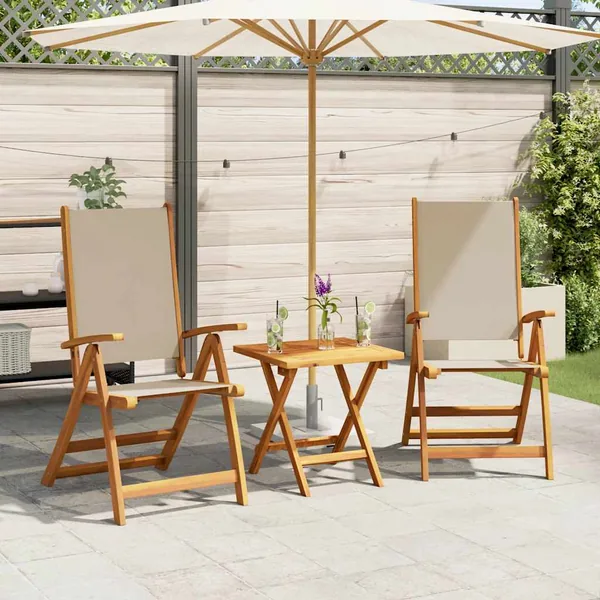 Chaises pliables de jardin lot de 2 bois d'acacia et textilène