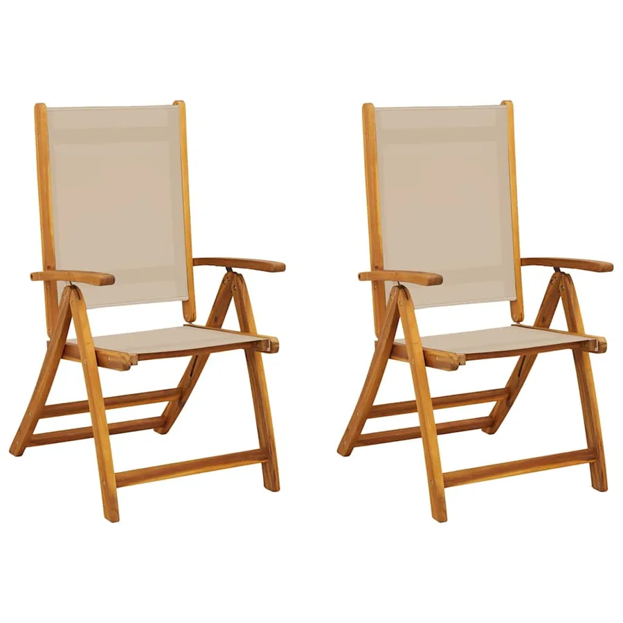 Chaises pliables de jardin lot de 2 bois d'acacia et textilène - 2