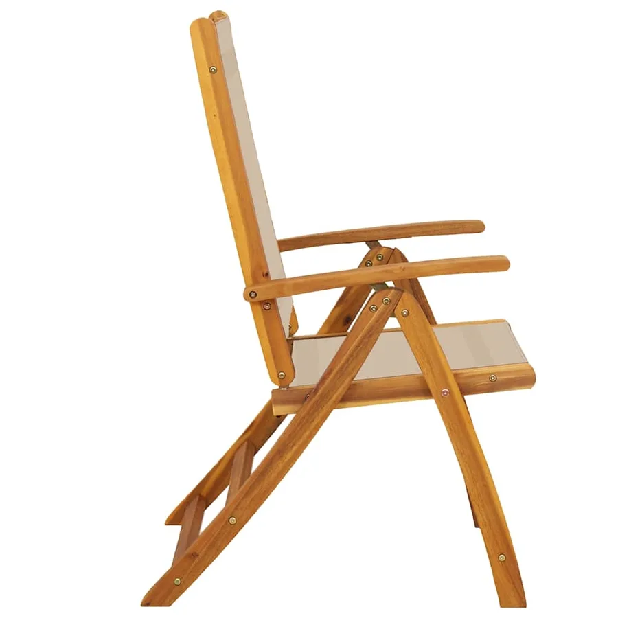 Chaises pliables de jardin lot de 2 bois d'acacia et textilène - 5