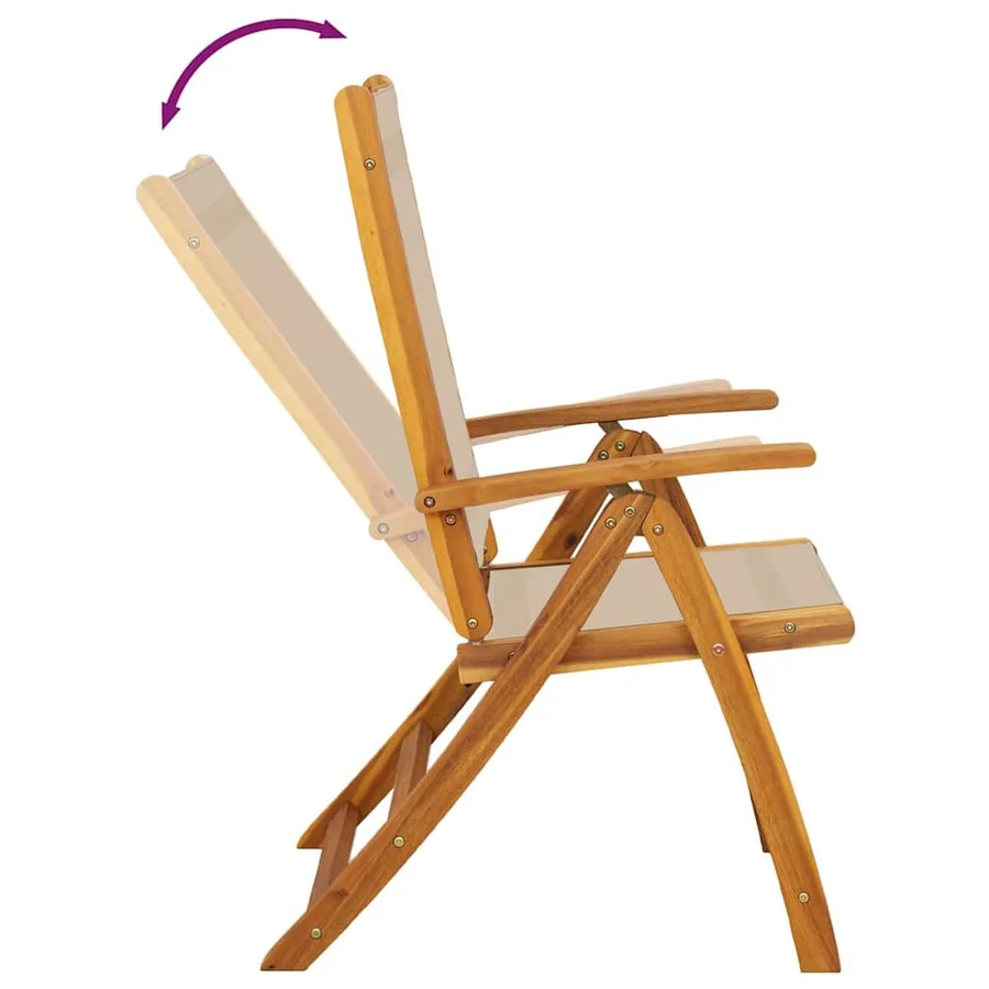 Chaises pliables de jardin lot de 2 bois d'acacia et textilène - 7