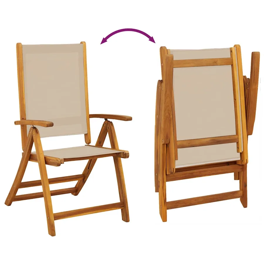 Chaises pliables de jardin lot de 2 bois d'acacia et textilène - 8