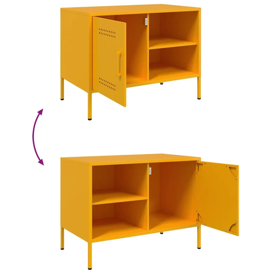 Meuble TV jaune moutarde 68x39x50,5 cm acier - 11