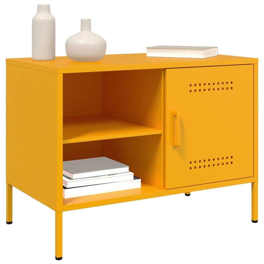 Meuble TV jaune moutarde 68x39x50,5 cm acier - 4