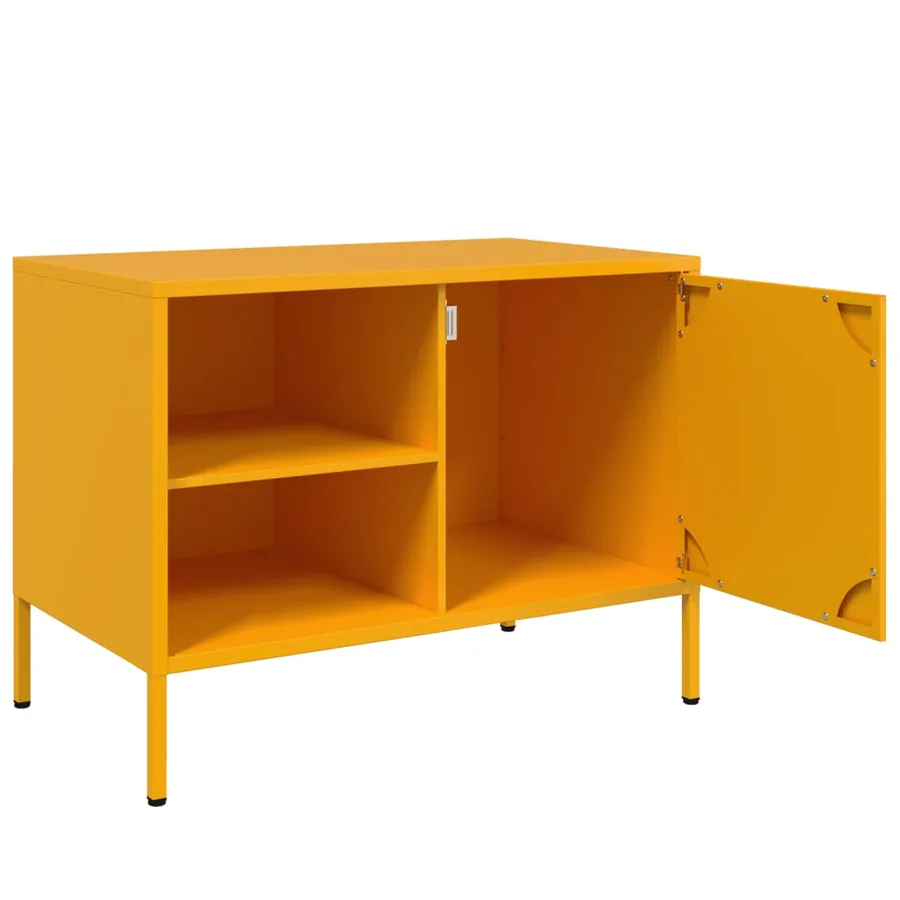 Meuble TV jaune moutarde 68x39x50,5 cm acier - 9