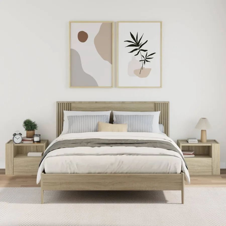 Tables de chevet murales 2 pcs chêne sonoma 45x30x35 cm - 3