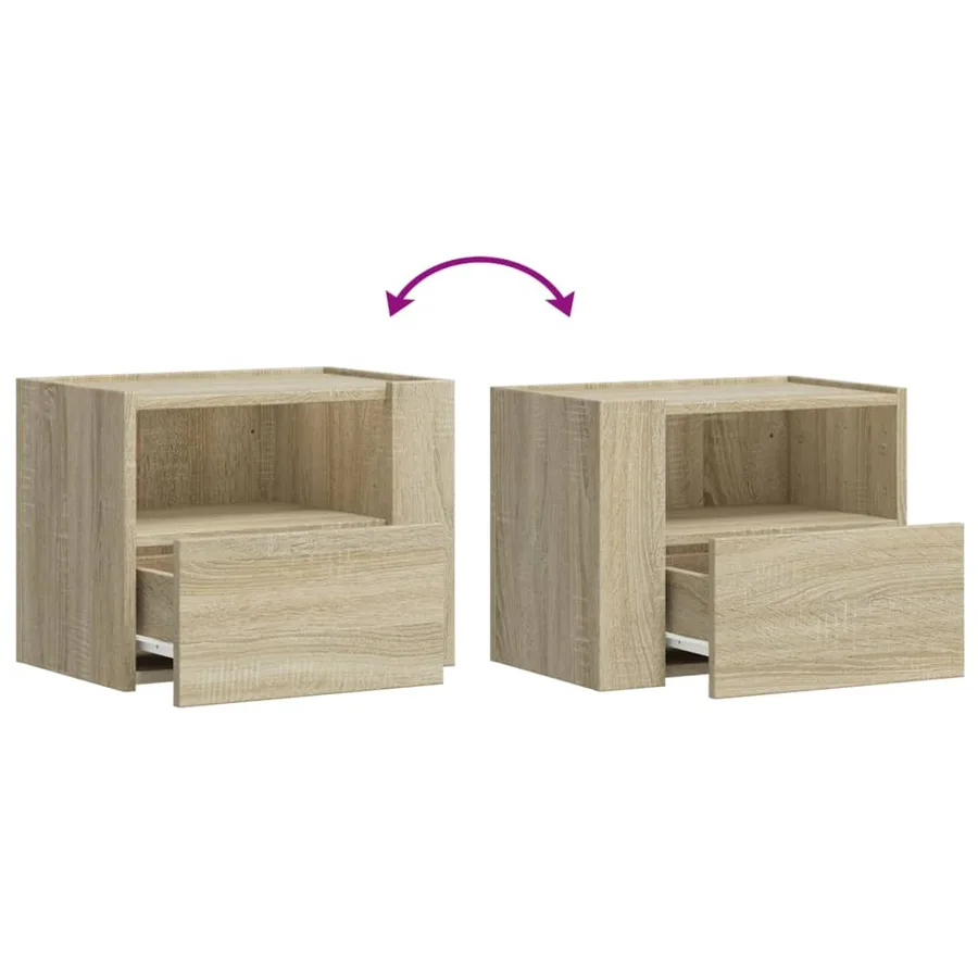 Tables de chevet murales 2 pcs chêne sonoma 45x30x35 cm - 9