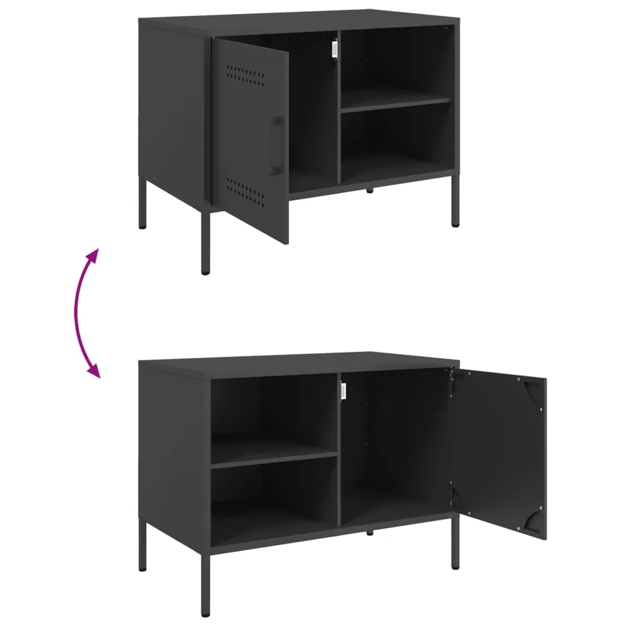 Meubles TV 2 pcs noir 68x39x50,5 cm acier - 12