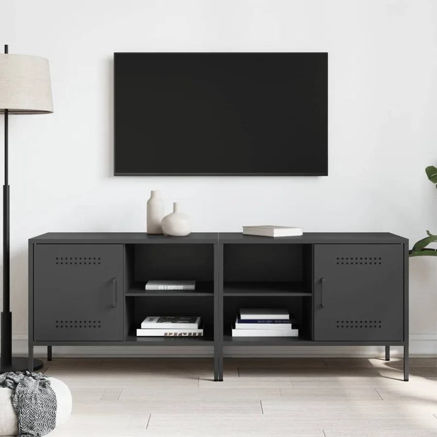 Meubles TV 2 pcs noir 68x39x50,5 cm acier - 3