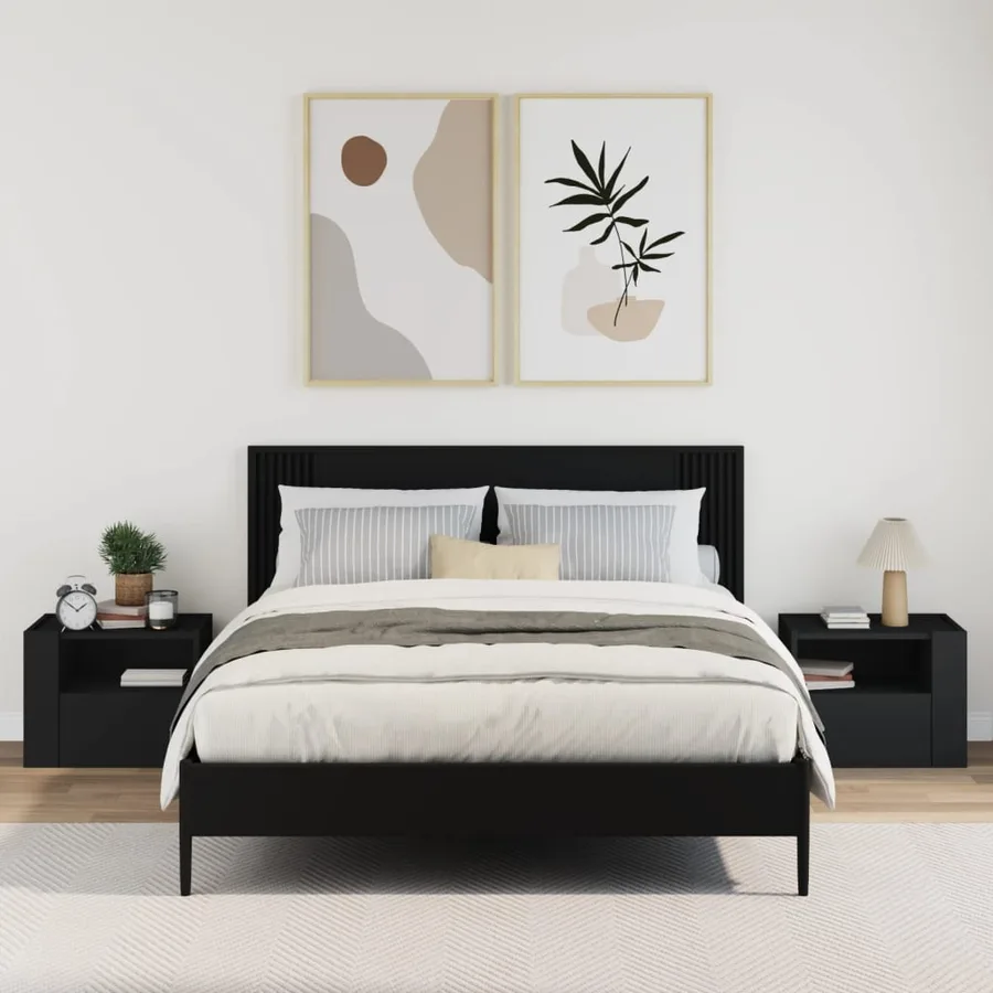 Tables de chevet murales 2 pcs noir 45x30x35 cm - 3