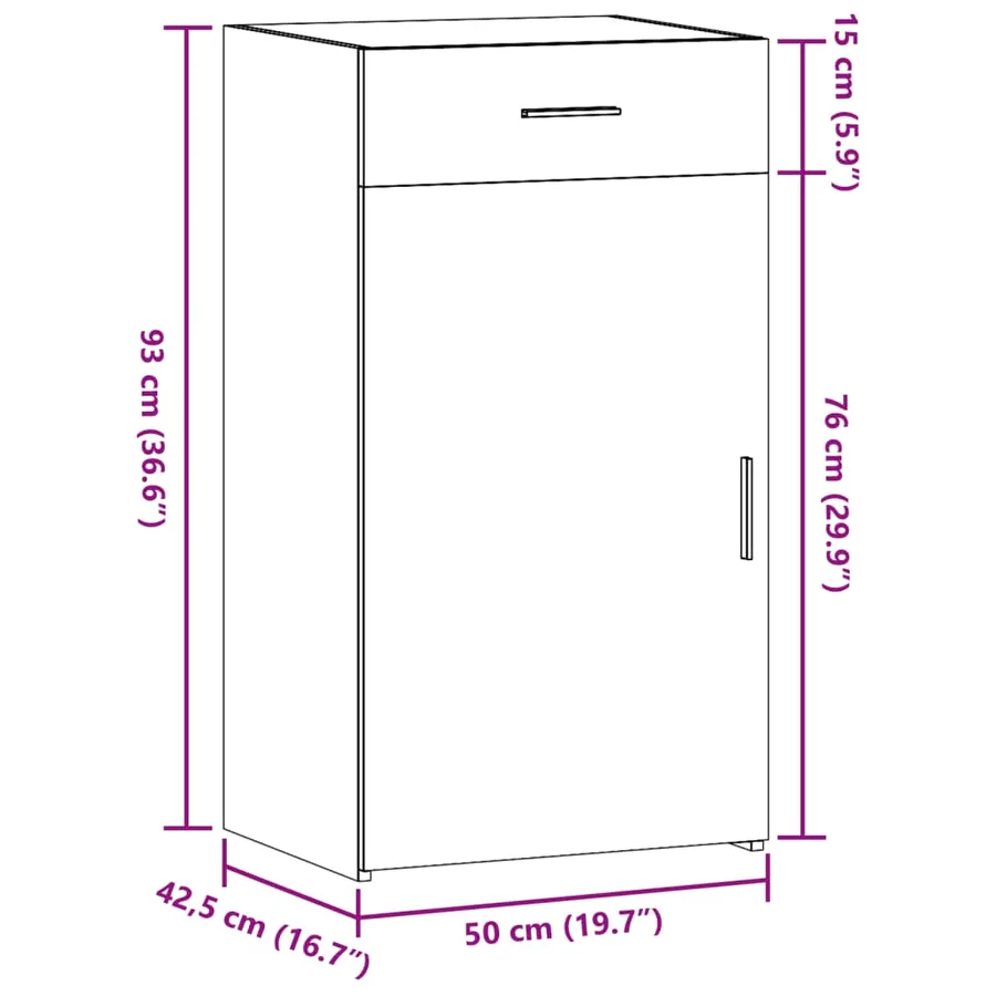 Buffet chêne sonoma 50x42,5x93 cm bois d'ingénierie - 11