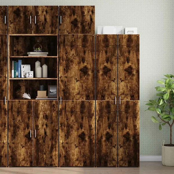 Armoire de rangement mince chêne fumé 50x42,5x225 cm