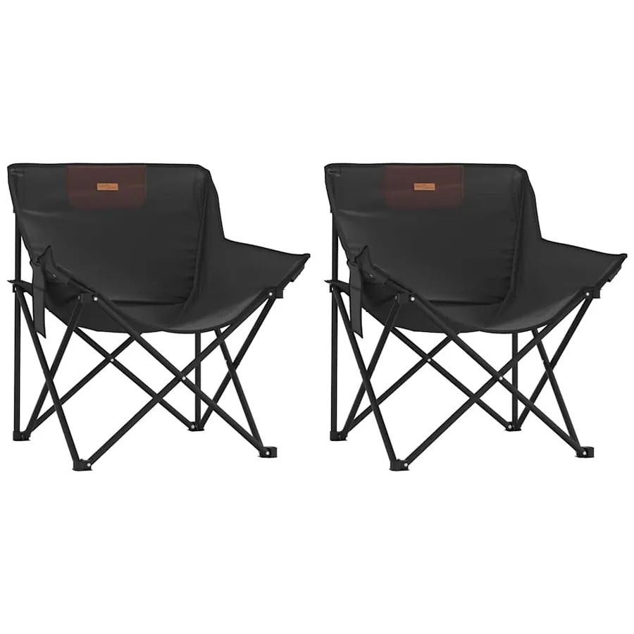 Chaise de camping avec poche pliable lot de 2 noir - 2