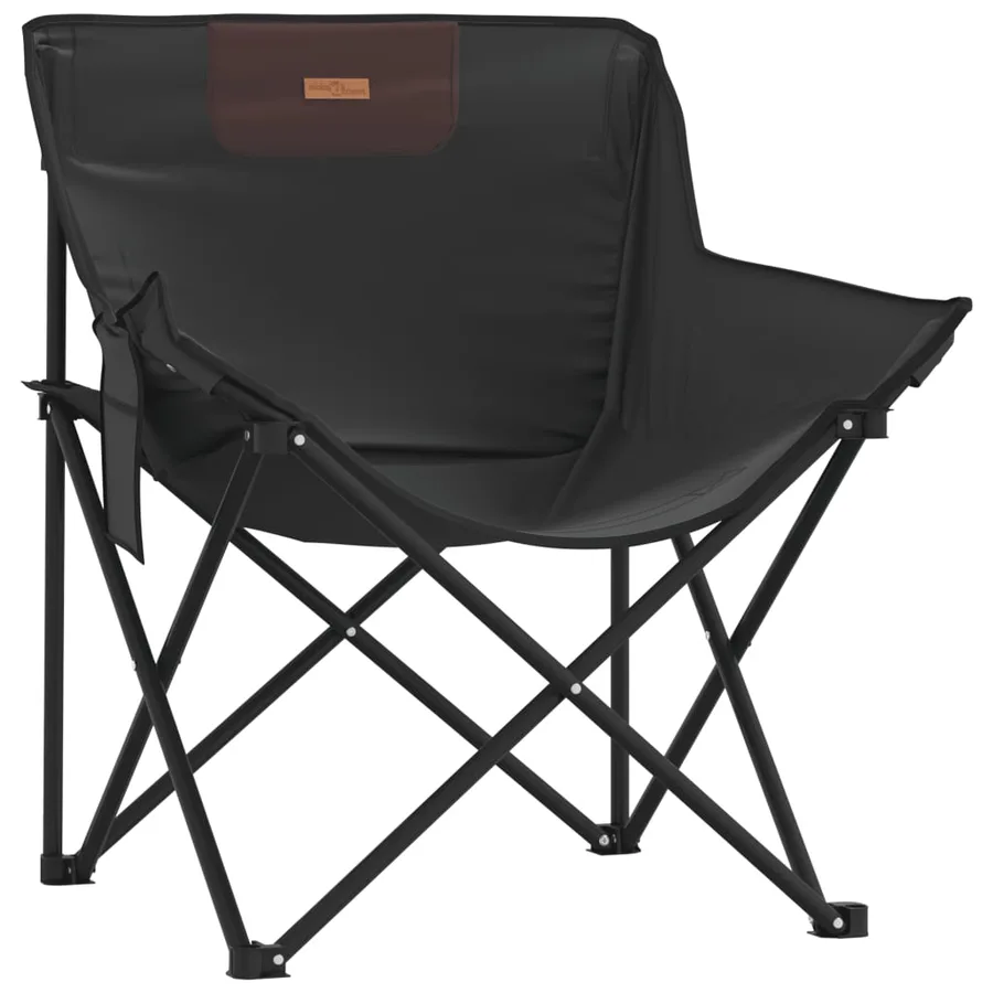 Chaise de camping avec poche pliable lot de 2 noir - 4