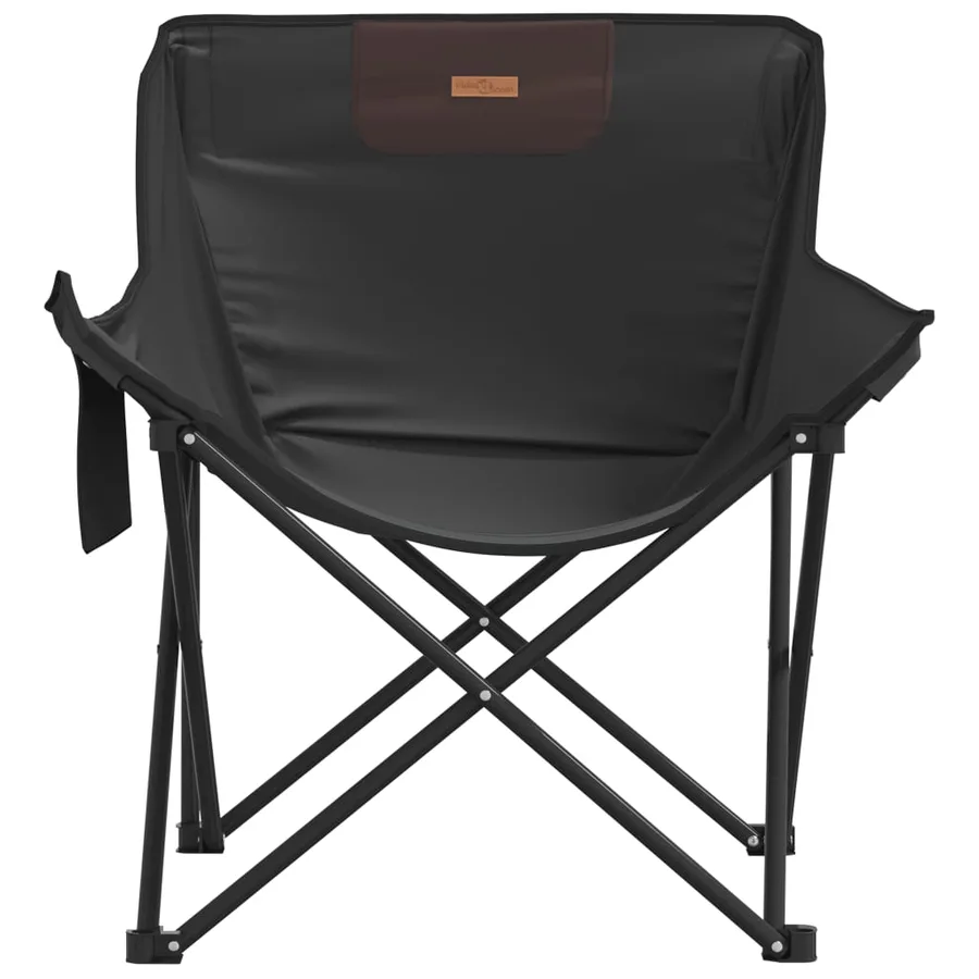 Chaise de camping avec poche pliable lot de 2 noir - 5