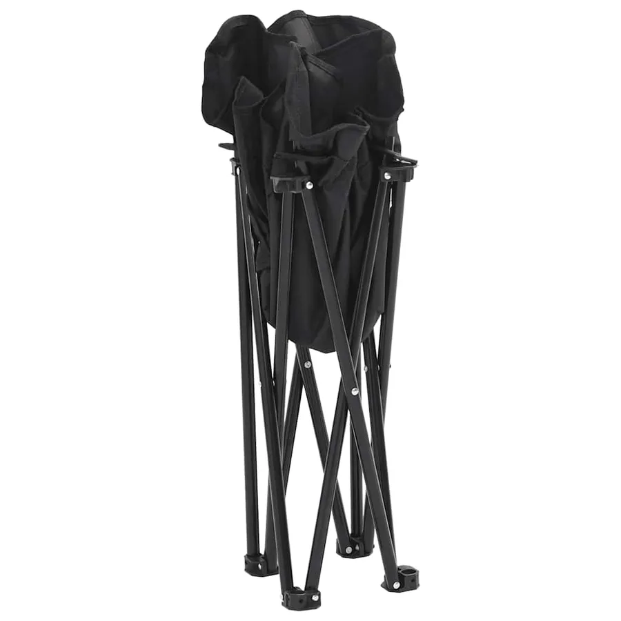 Chaise de camping avec poche pliable lot de 2 noir - 9