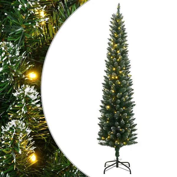 Sapin de Noël artificiel mince 300 LED 210 cm