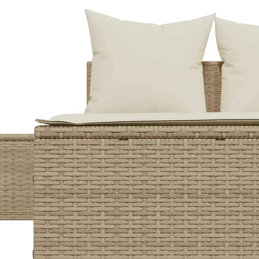 Chaise longue double avec coussins beige résine tressée - 7