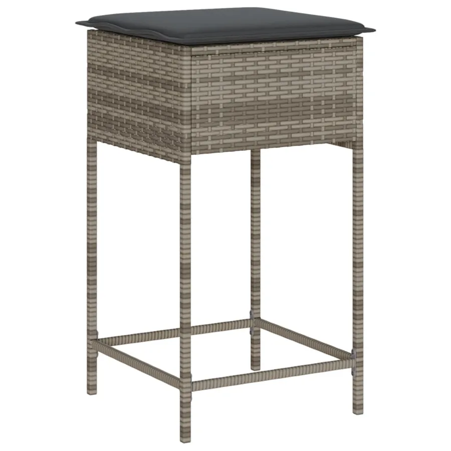 Ensemble de bar de jardin 3 pcs et coussins gris résine tressée - 4