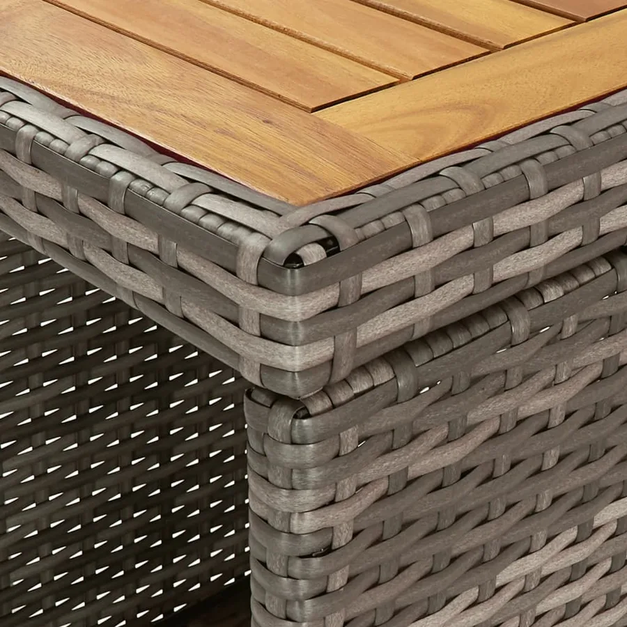 Ensemble de bar de jardin 3 pcs et coussins gris résine tressée - 7