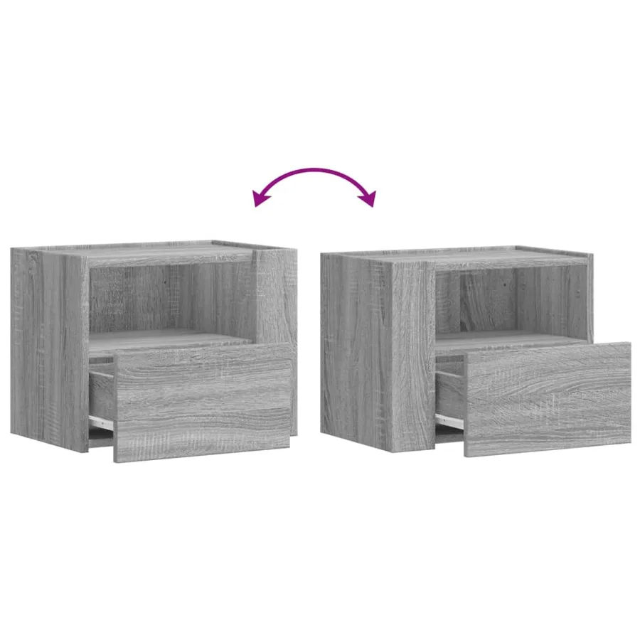 Table de chevet murale sonoma gris 45x30x35 cm - 8