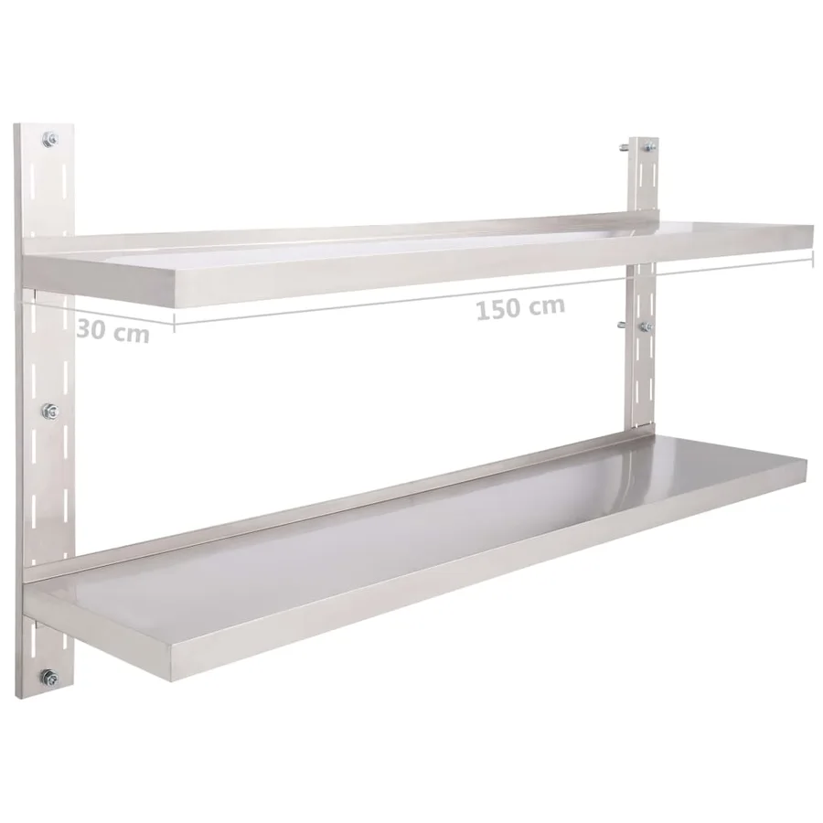 Étagère murale à 2 niveaux Acier inoxydable 150x30 cm - 7