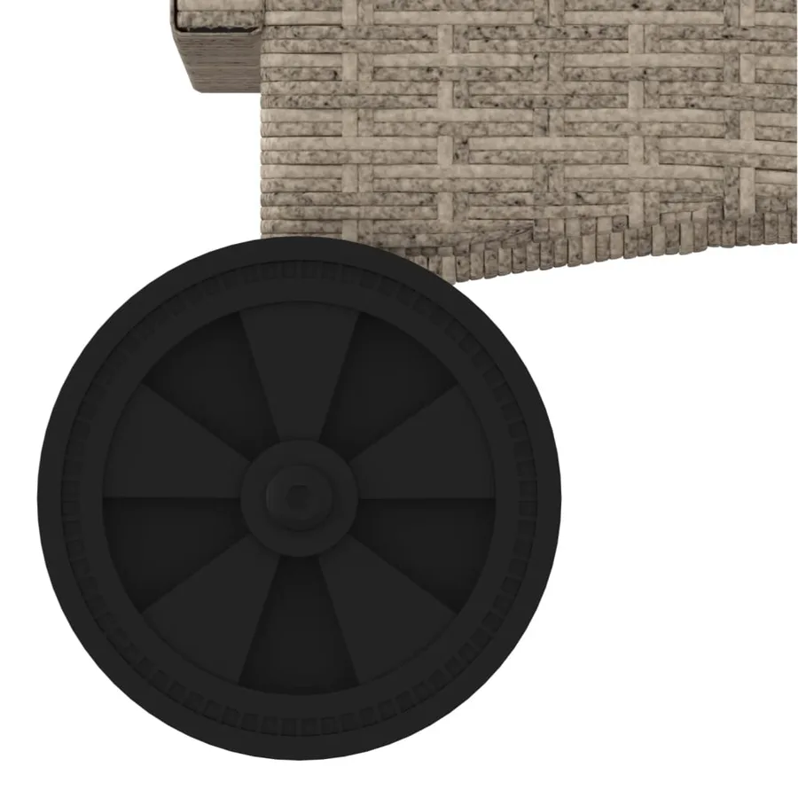 Chaise longue avec roues et coussins gris clair résine tressée - 9