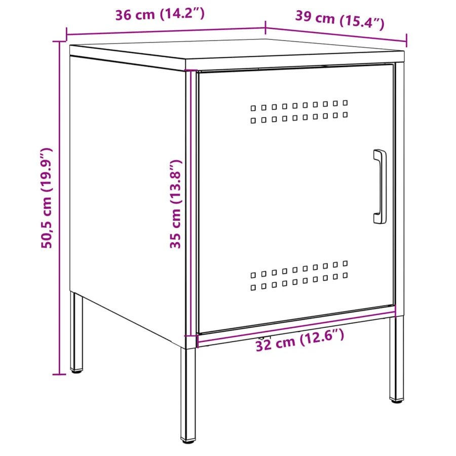 Tables de chevet 2 pcs anthracite 36x39x50,5 cm acier - 14