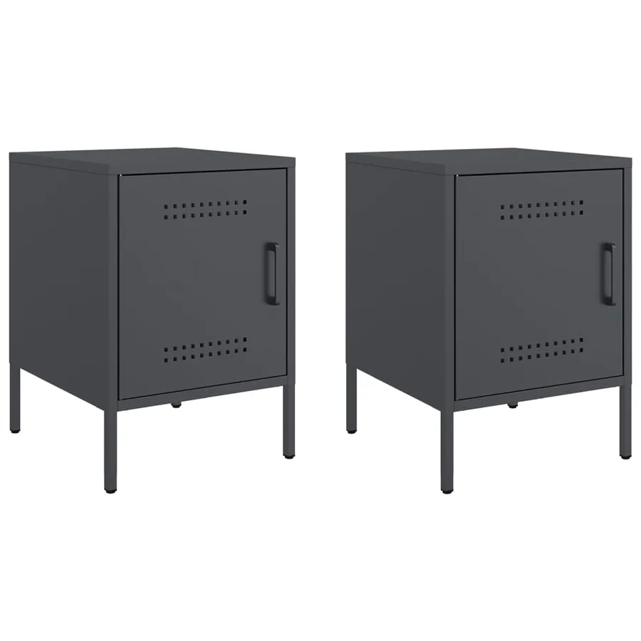Tables de chevet 2 pcs anthracite 36x39x50,5 cm acier - 2