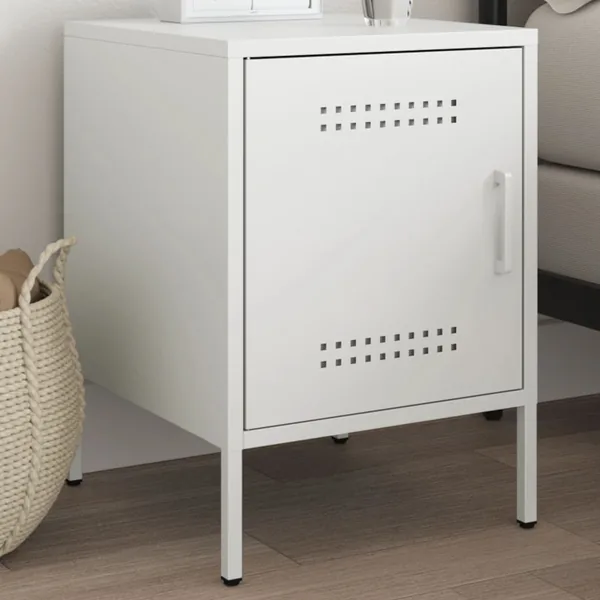 Table de chevet blanc 36x39x50,5 cm acier