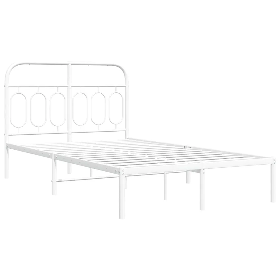 Cadre de lit métal sans matelas et tête de lit blanc 120x200 cm - 3