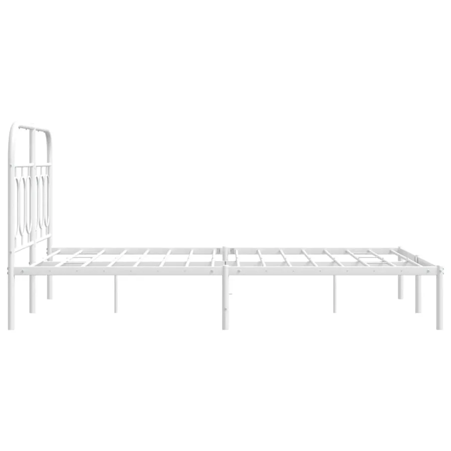 Cadre de lit métal sans matelas et tête de lit blanc 120x200 cm - 5