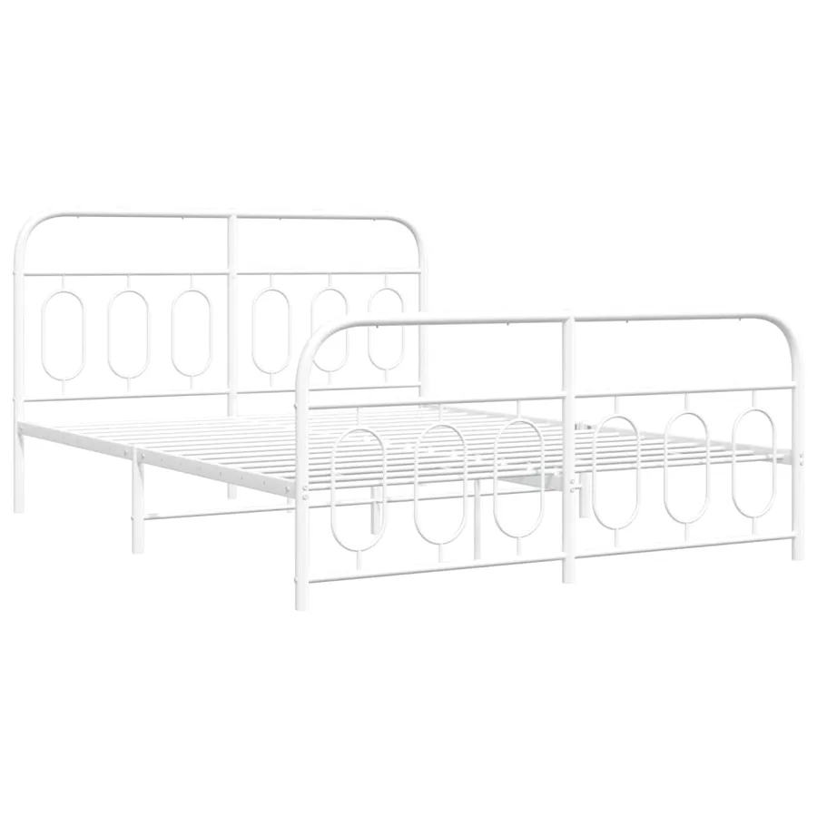 Cadre de lit métal sans matelas et pied de lit blanc 140x200 cm - 3