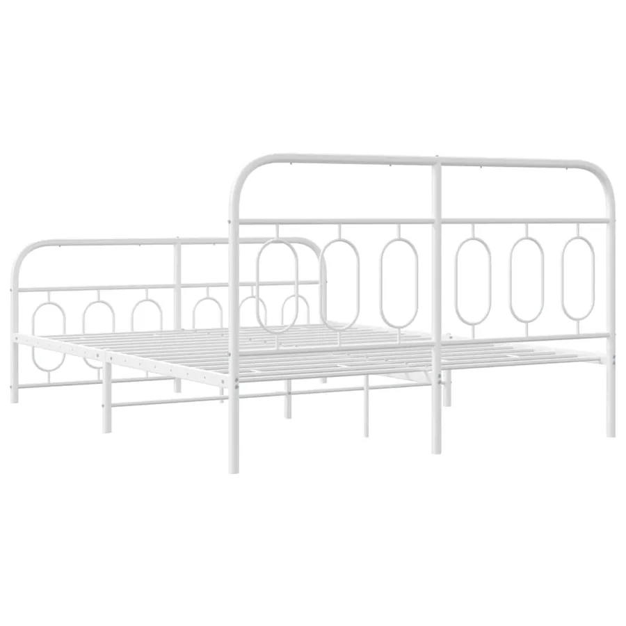Cadre de lit métal sans matelas et pied de lit blanc 140x200 cm - 6