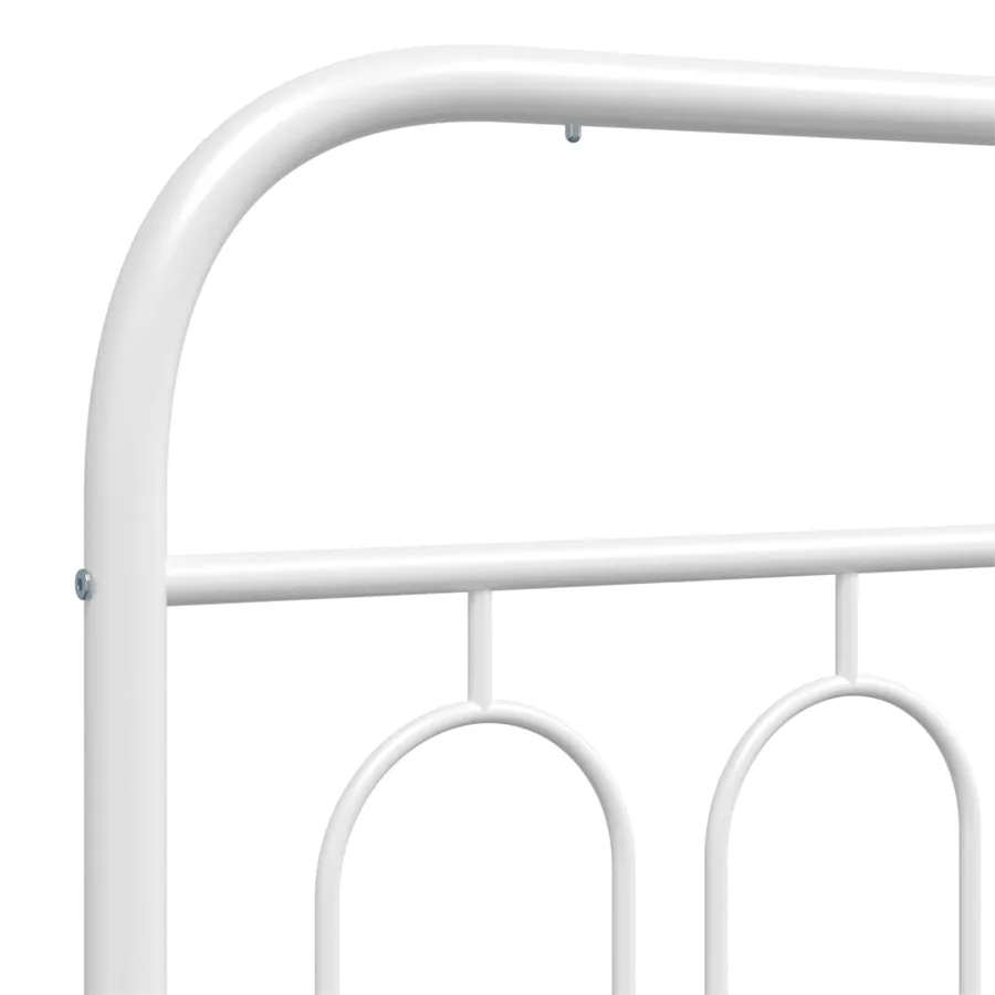 Cadre de lit métal sans matelas et tête de lit blanc 193x203 cm - 7