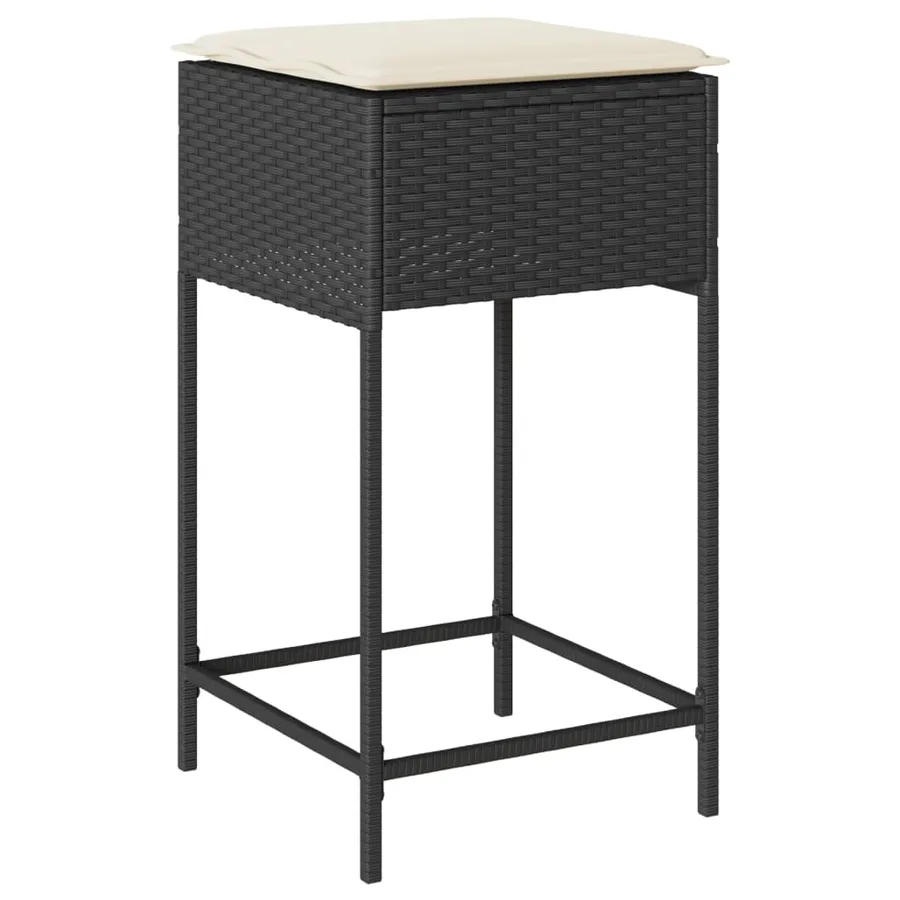 Ensemble de bar de jardin 5 pcs avec coussins noir poly rotin - 4