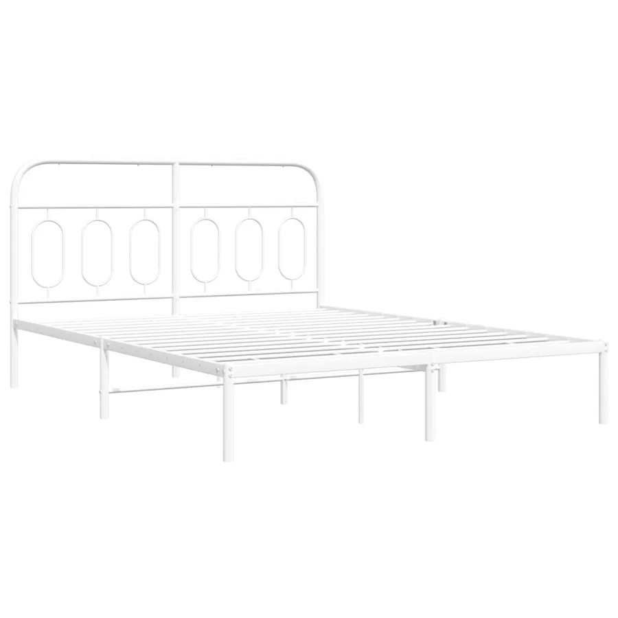 Cadre de lit métal sans matelas et tête de lit blanc 140x190 cm - 3
