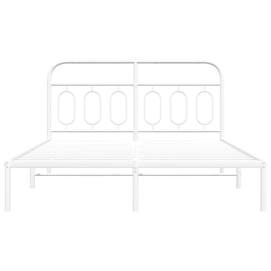 Cadre de lit métal sans matelas et tête de lit blanc 140x190 cm - 4