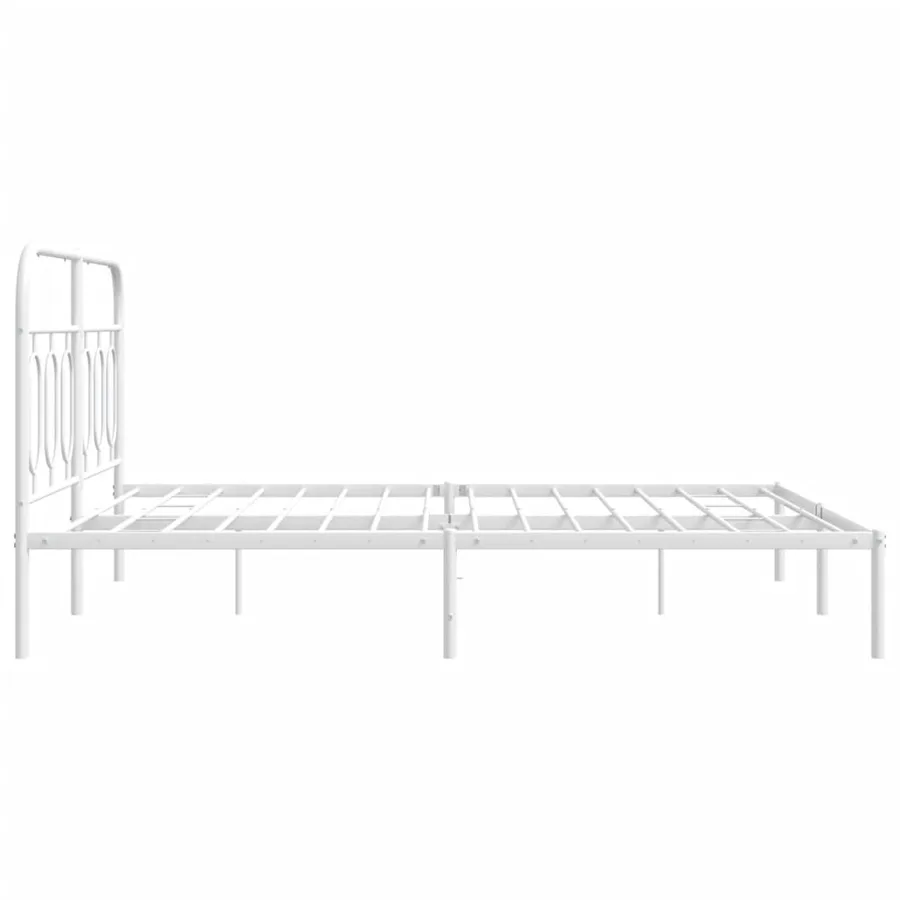 Cadre de lit métal sans matelas et tête de lit blanc 140x190 cm - 5