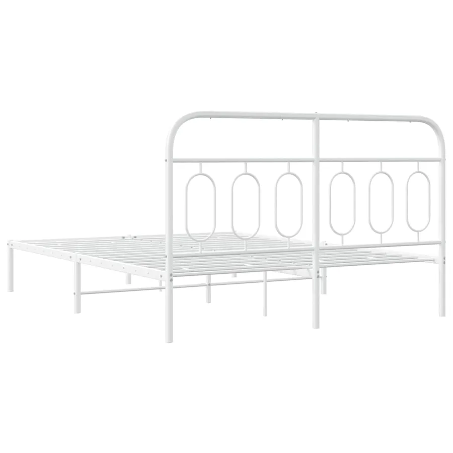 Cadre de lit métal sans matelas et tête de lit blanc 140x190 cm - 6
