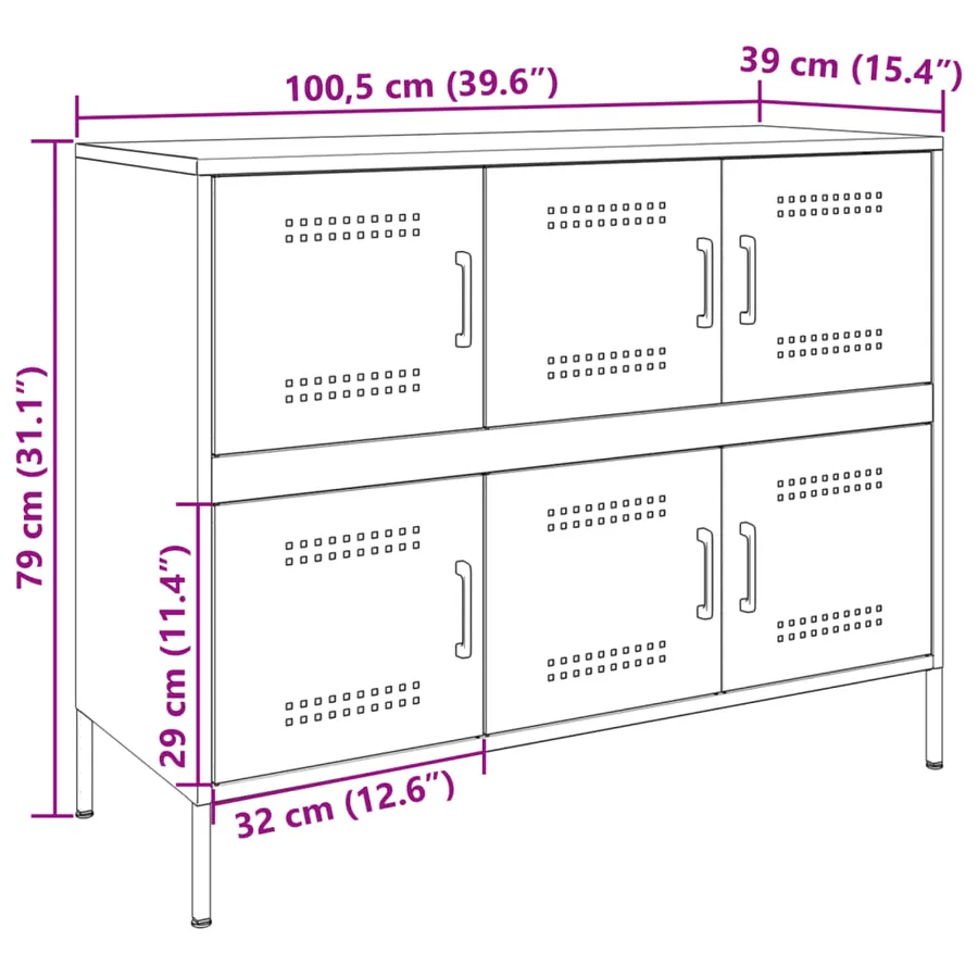 Buffet noir 100,5x39x79 cm acier - 14