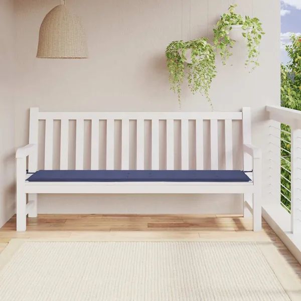 Coussin de banc de jardin bleu marine 200x50x3 cm tissu oxford
