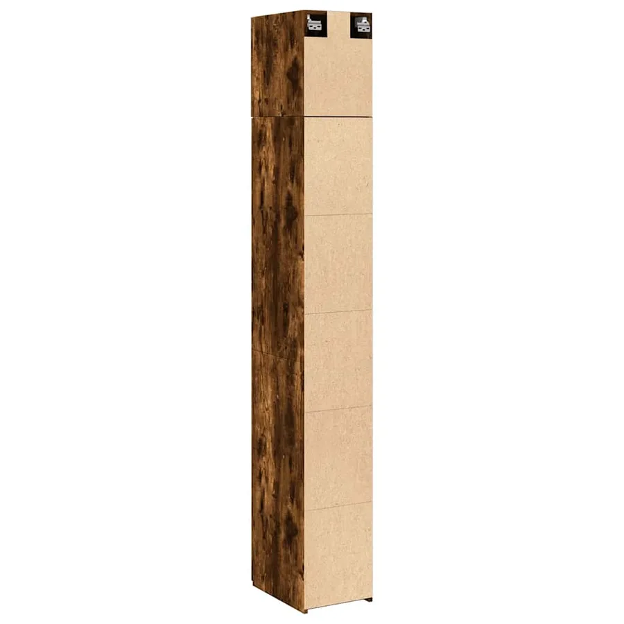 Armoire de rangement mince chêne fumé 30x42,5x225 cm - 8