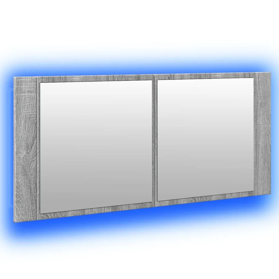 Armoire à miroir à LED de bain gris sonoma 100x12x45 cm - 5