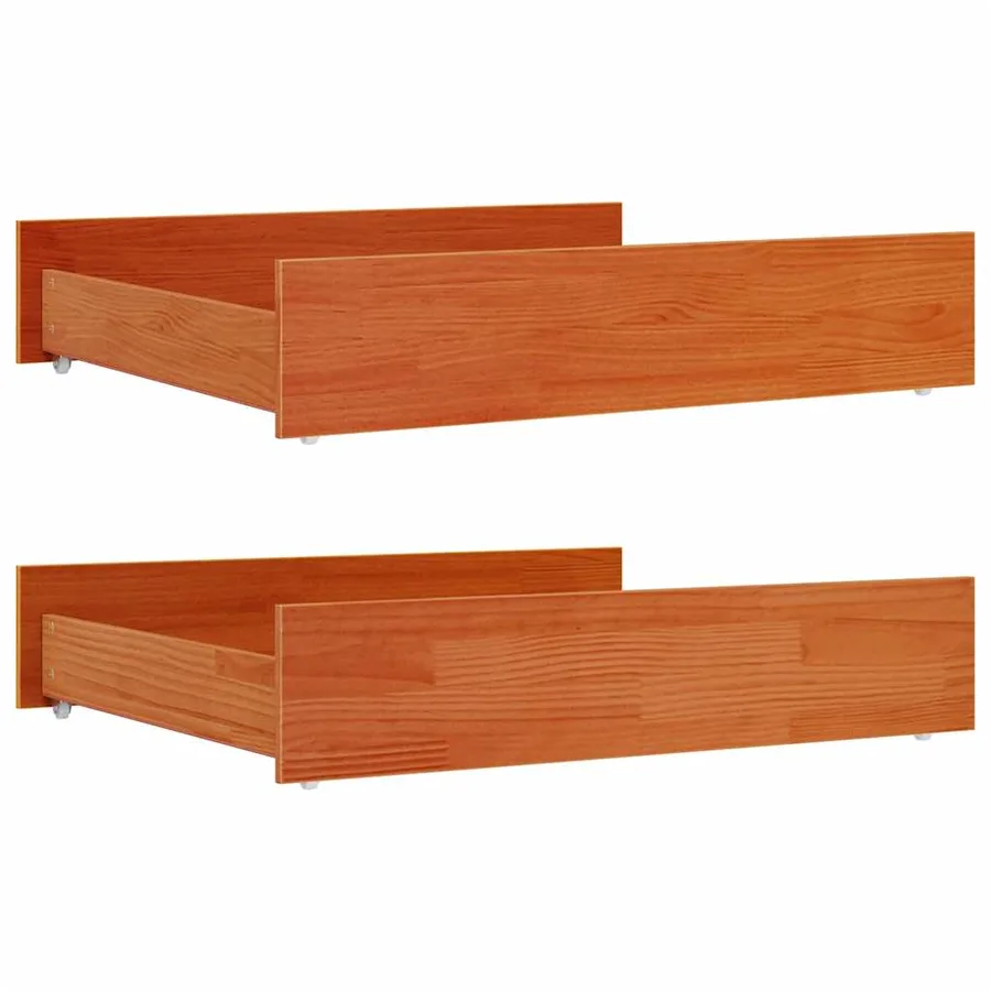 Tiroirs de lit 2 pcs cire marron bois de pin massif - 2