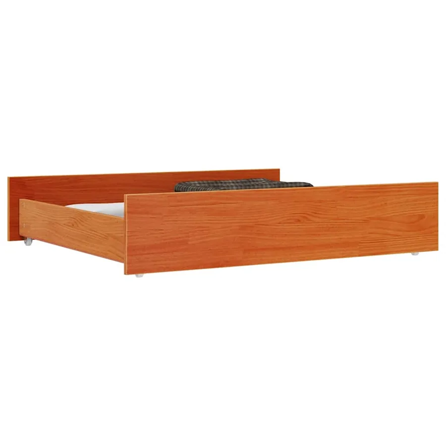 Tiroirs de lit 2 pcs cire marron bois de pin massif - 3